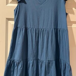 Blue Sleeveless Tiered Dress